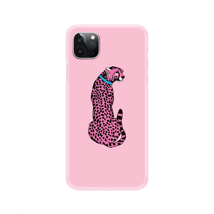 Pink Cheetah Wearing A Blue Collar, Cheetah iPhone Case