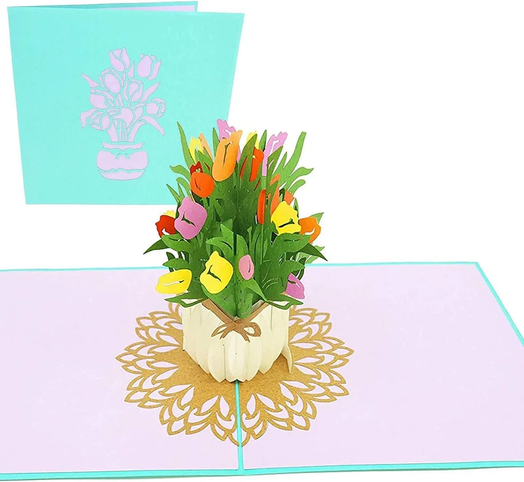 Luxe Flower Box 3D Pop Up Valentine's Day - Blank Card, Anniversary, Mother's Day Card, Wedding or Birthday Party Invitation - For Wife, Mom, Sister, Grandma, Daughter, and Girlfriend