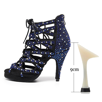 VCshoes Girls Latin Ballroom Dance Boots Woman Blue Rhinestone Bachata Salsa Dancing Shoes For Ladies Platform Dance Shoe