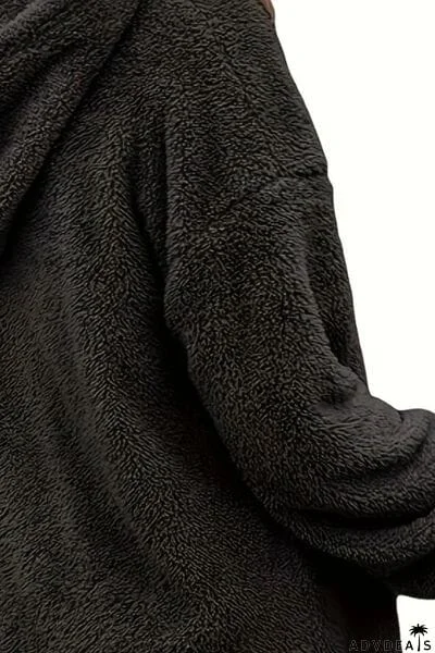 Half Zip Dropped Shoulder Oversized Hoodie