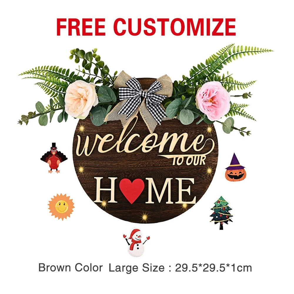 Custom Wooden House Sign Personalized Home Outdoor Plates Apartment Door Numbers Signs For Door Yard Decoration