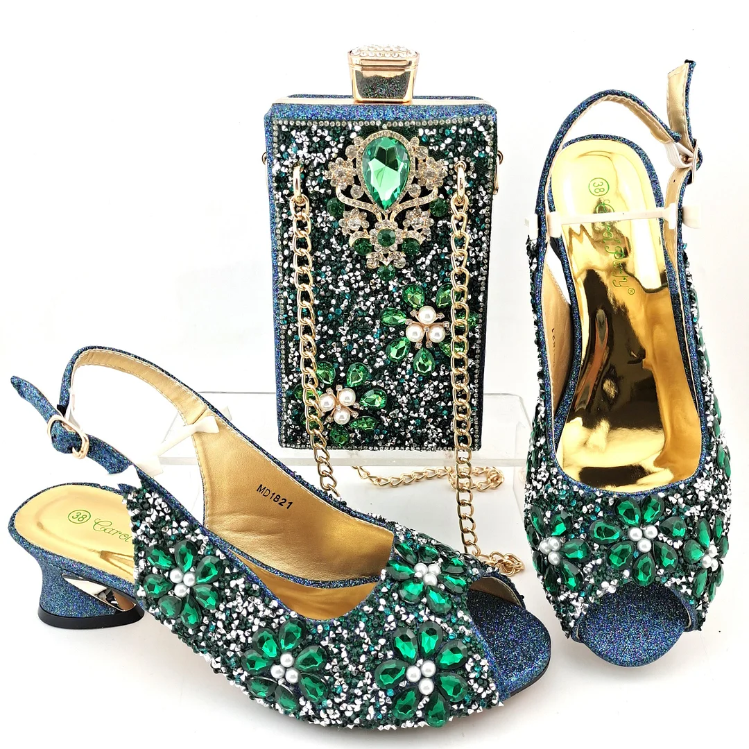 Special Design Summer Shoes and Bag Set in Black Color High Quality Italian Lady Shoes Matching Bag for Garden Party