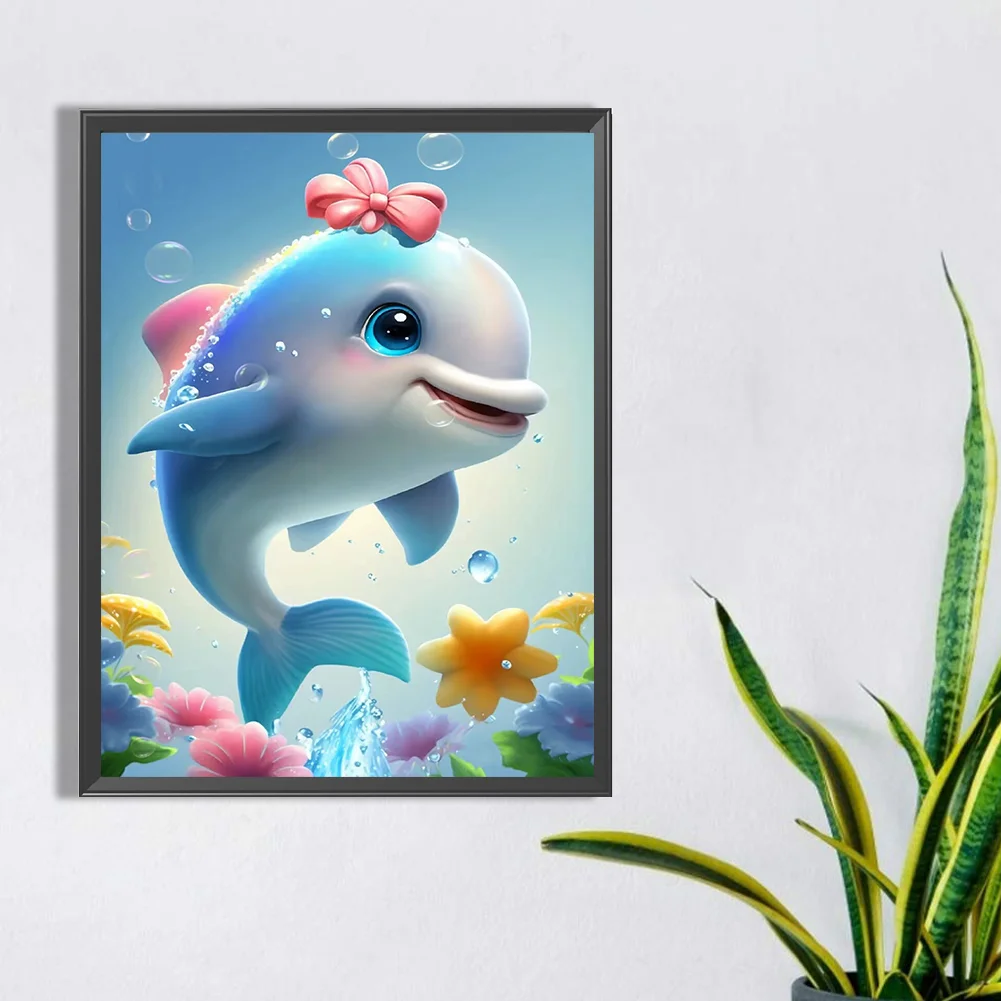 Full Round Diamond Painting 30*40cm - Beautiful Dolphin