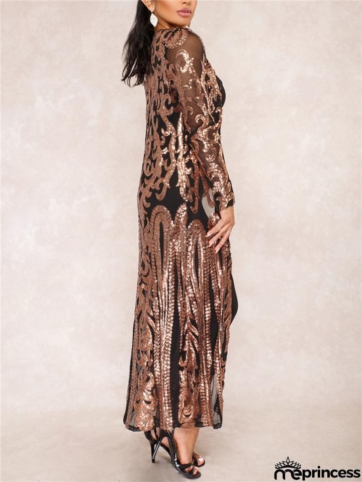 Vintage Style Sequined Gatsby Robe Dress