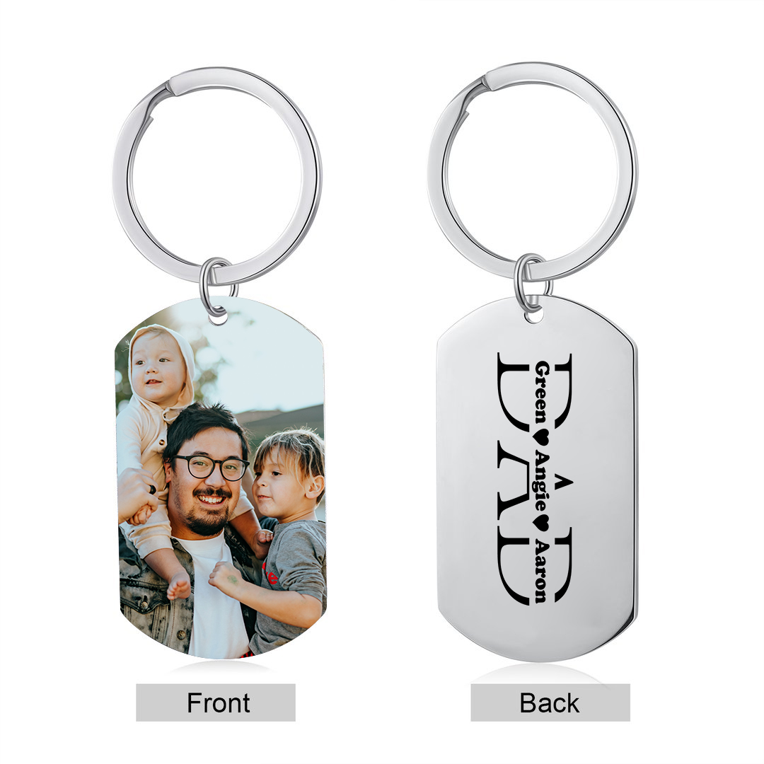 3 Names - Personalised Dad Keychain Custom Name & Photo Keychain Father's Day Gifts-Jessemade AU