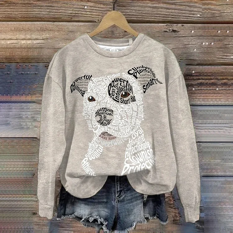 Comstylish Women's American Pit Bull Terrier Print Long Sleeve Sweatshirt