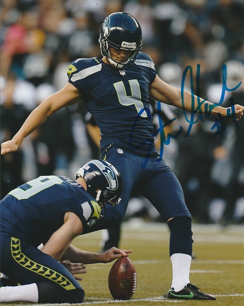 STEVEN HAUSCHKA SIGNED SEATTLE SEAHAWKS KICKER 8x10 Photo Poster painting #1 STEPHEN AUTOGRAPH