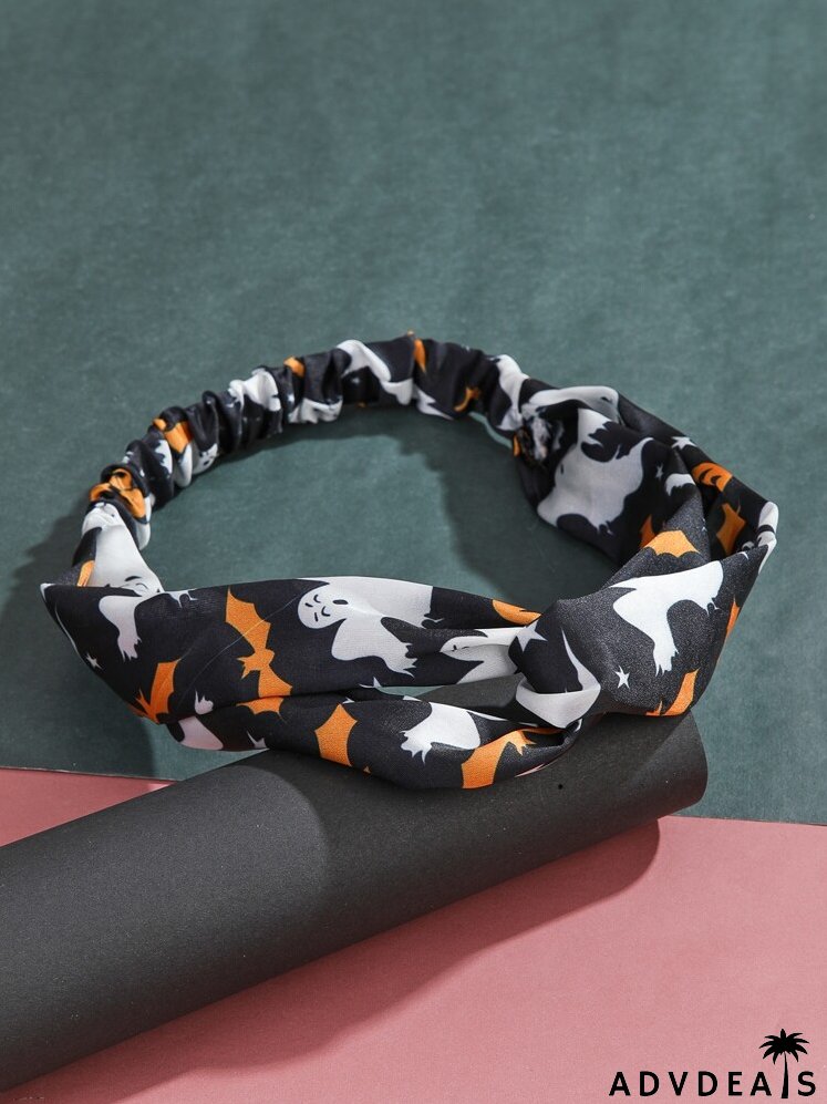 Halloween Ghost & Bat Print Hair Band