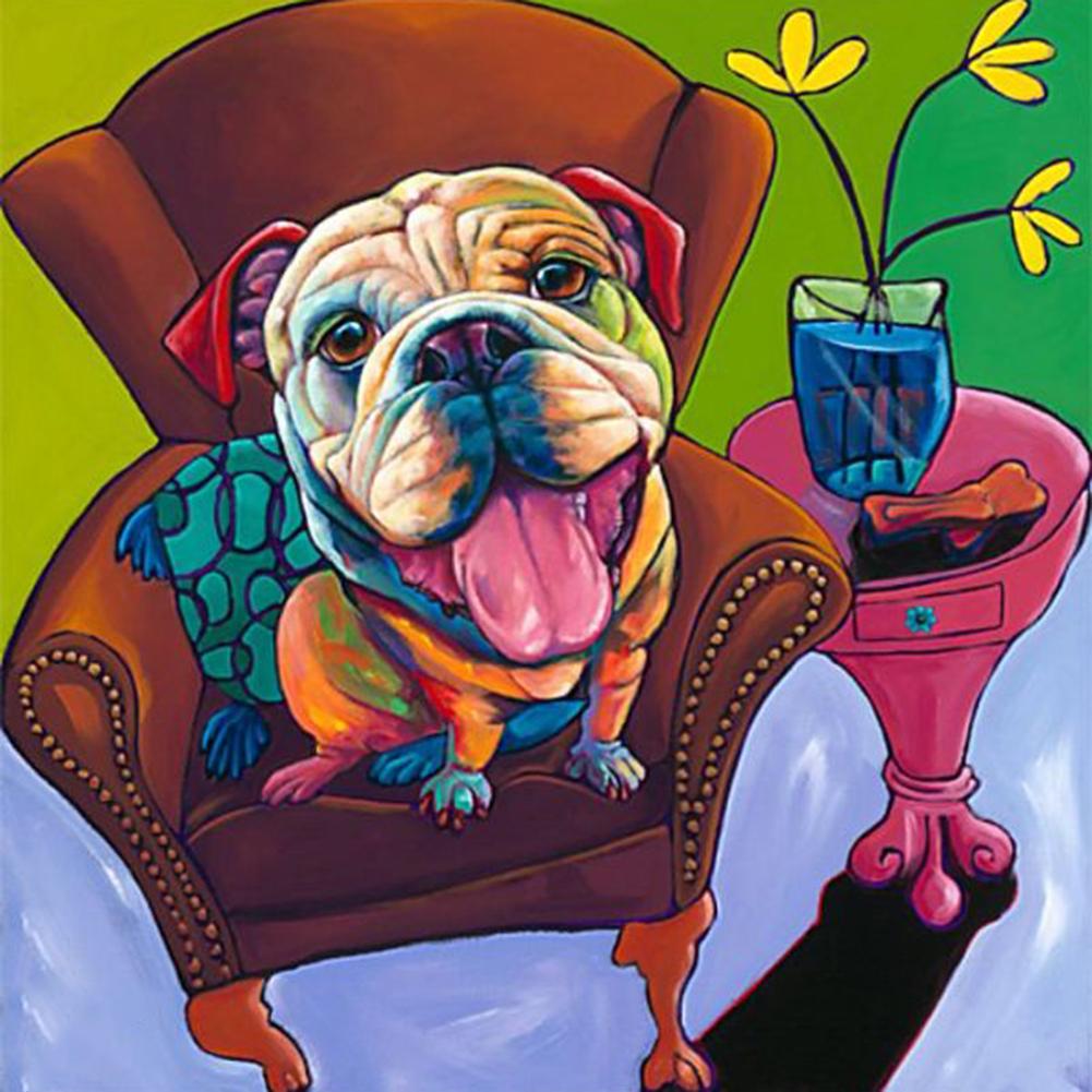 

30x30cm Round Drill Diamond Painting-Dog, 501 Original
