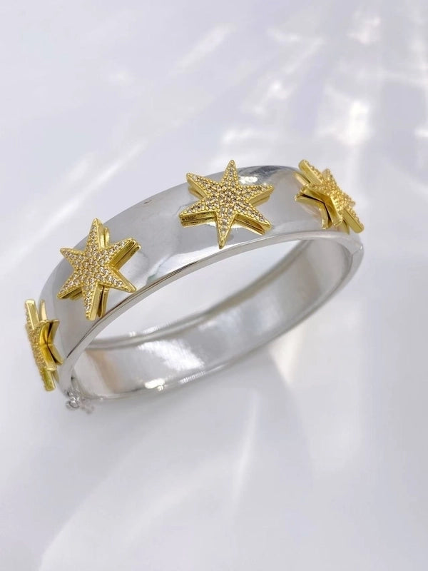 Vintage Style Classic Style Star Moon Heart Shape Copper Zircon Mixed Metal Plating Bangle