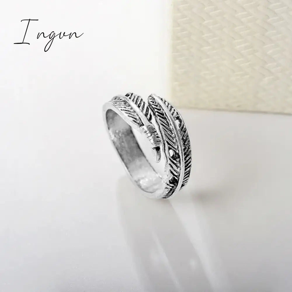 Simple Fashion Silver Color Feather Dolphin Adjustable Ring Exquisite Jewelry For Women Party