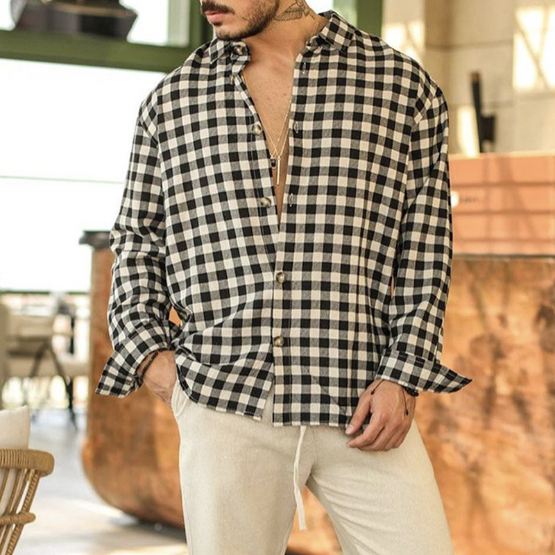 Men's Plaid Casual Long Sleeve  Shirt