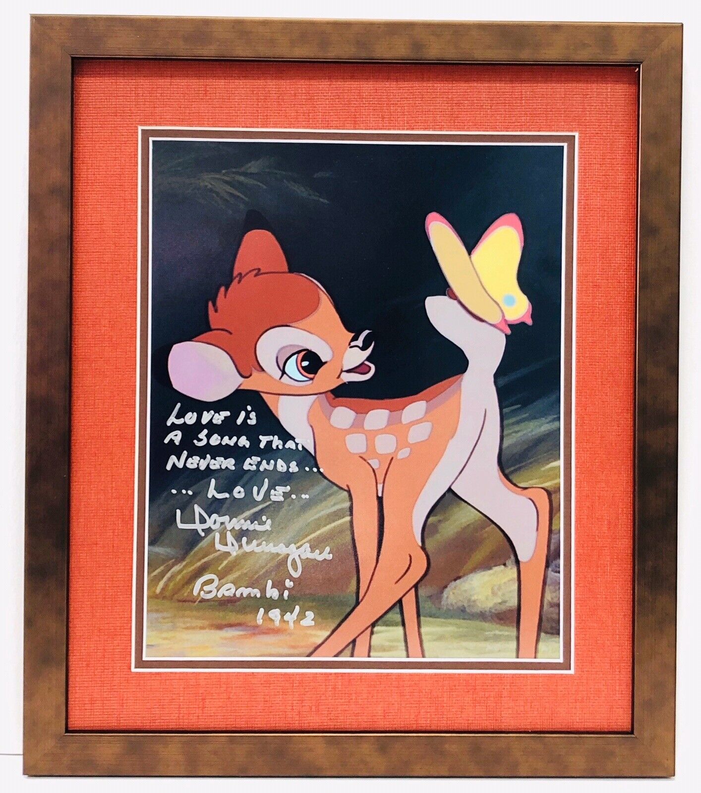 Donnie Dunagan Voice Of Bambi Double Matte & Framed Photo Poster painting 12x15 Disney