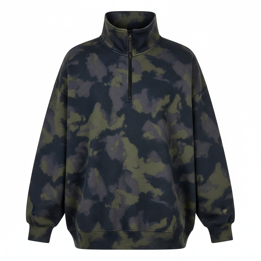 thesupersurf Camouflage Pattern Half-Zip Sweatshirt 