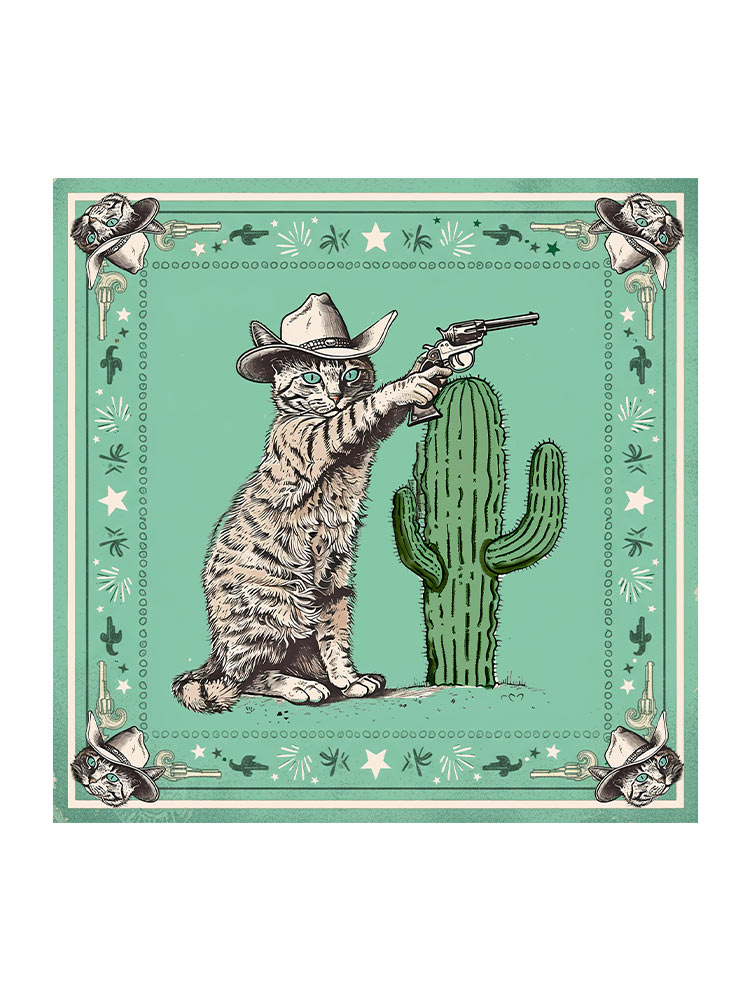 Western Cowcat Cotton Bandana