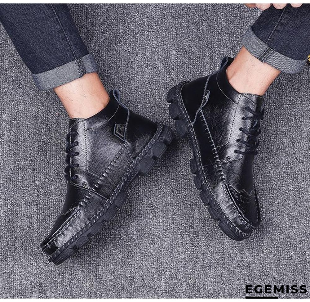 Cow Split Leather Men Boots Comfortable Boots Men Footwear Rubber Ankle Boots Men's Shoes | EGEMISS