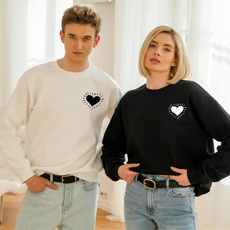 Heart Hoodie, Pocket Heart Sweatshirt, Hand Drawn Heart Crewneck, Cute Hoodie, Simple Heart Hoodies, Womens Gifts