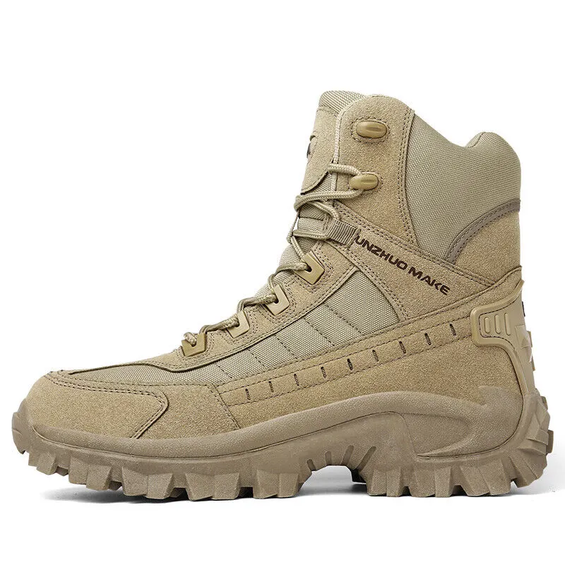 Men's Work Combat Boots Waterproof Non-Slip Warm Army Boots Work Boots (Thickened Version & Insulated Version)