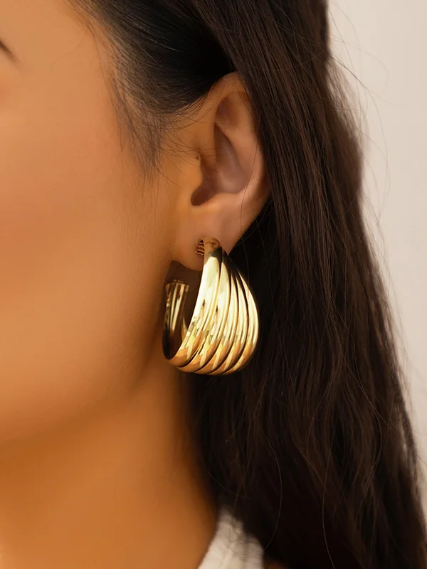Solid Color Geometric Normcore Earrings Accessories
