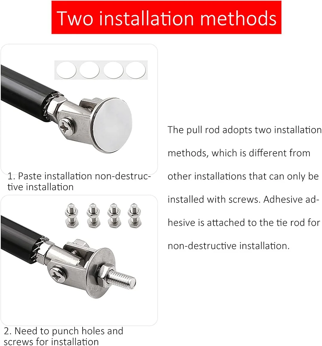 Front Bumper Lip Splitter Diffuser Strut Rod Tie Bars Splitter Support Rods 