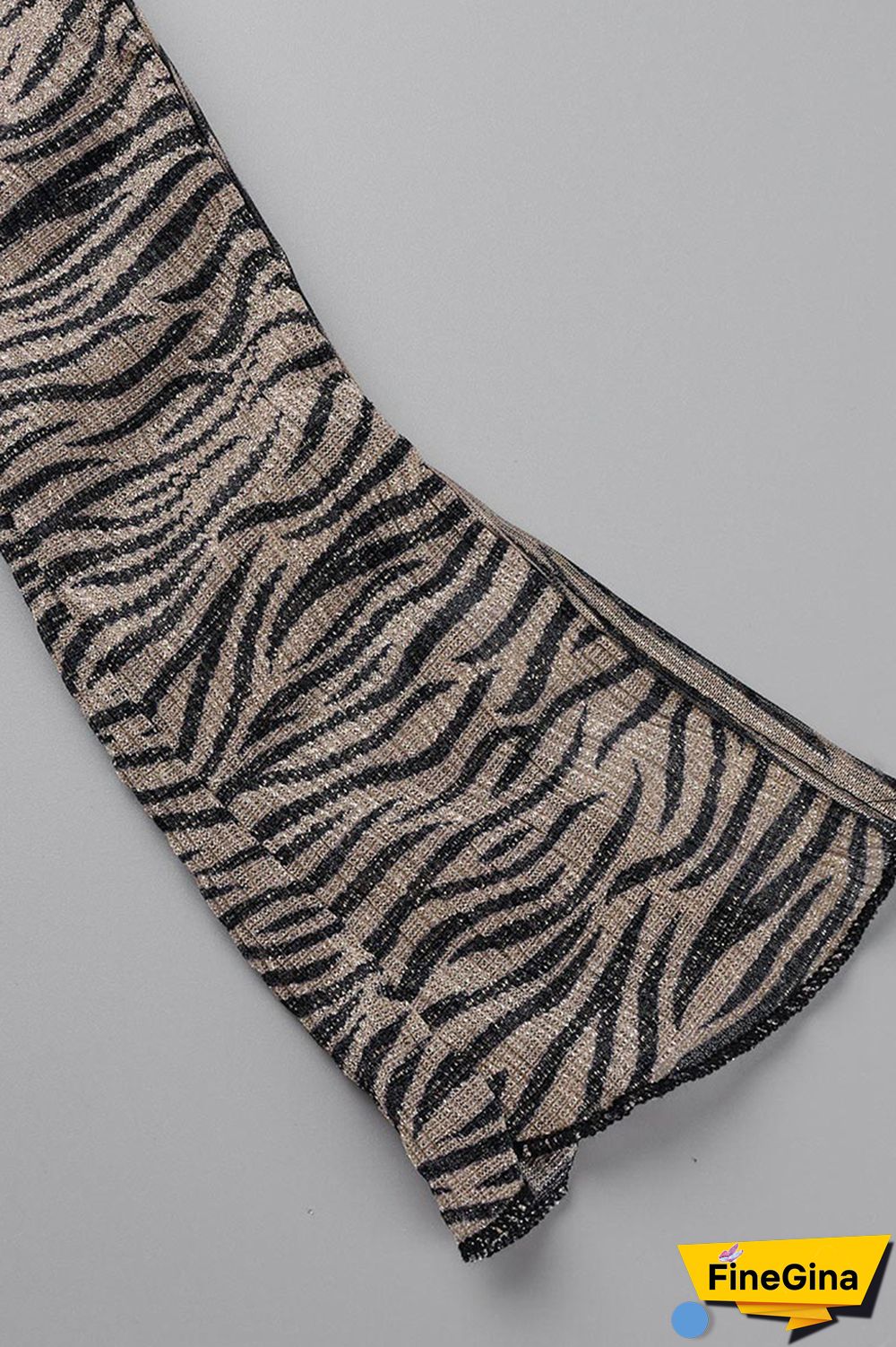 Zebra Sexy Print Patchwork Long Sleeve Two Pieces