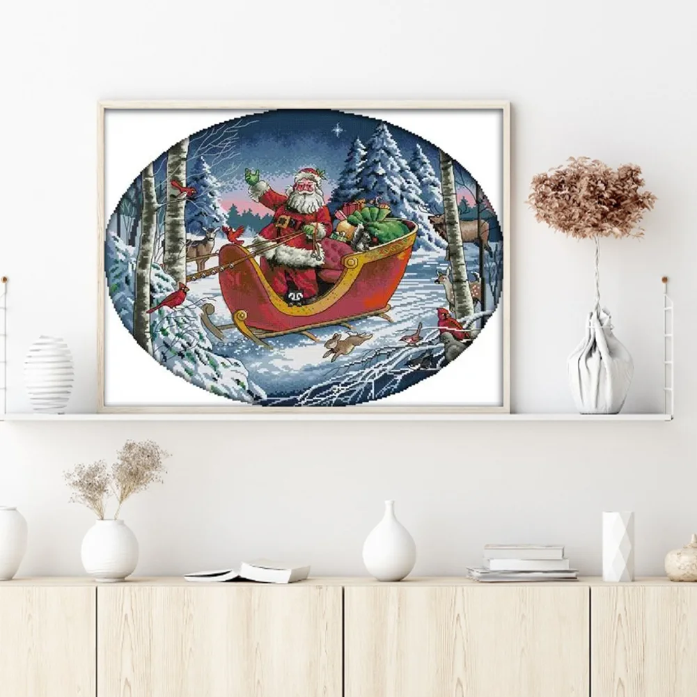 DIY Stamped Cross Stitch 14CT Partial Embroidery 53*44cm - Santa Claus