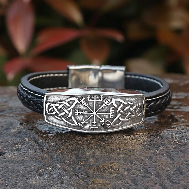 Coutureaura Classic Viking Vegvisir And Celtic Knot  Bracelet
