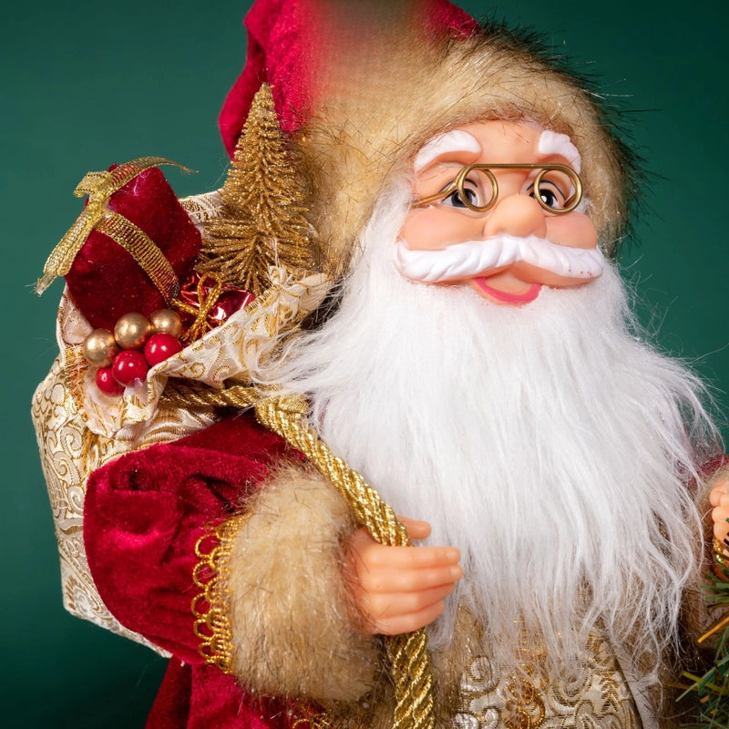 Xintean Santa Claus Doll Golden Lock Edge Red Backpack Santa Claus Ornaments Cross-border Christmas Supplies