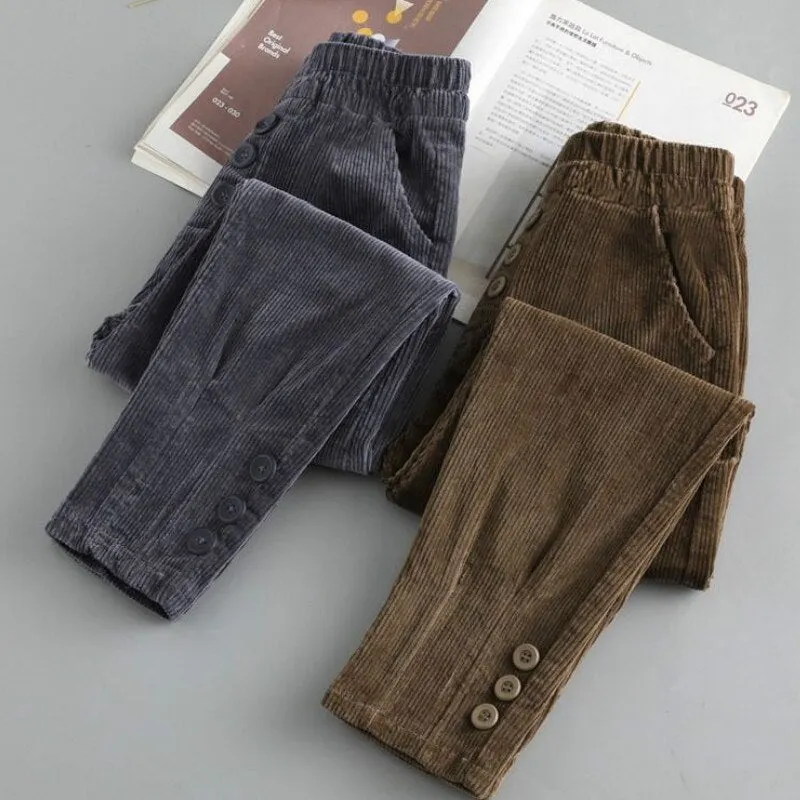 Pants Women Solid Harem Button New Arrival Corduroy Fashionable Ulzzang BF Large Size 4XL Beam Feet Pant Womens Casual Hot Daily