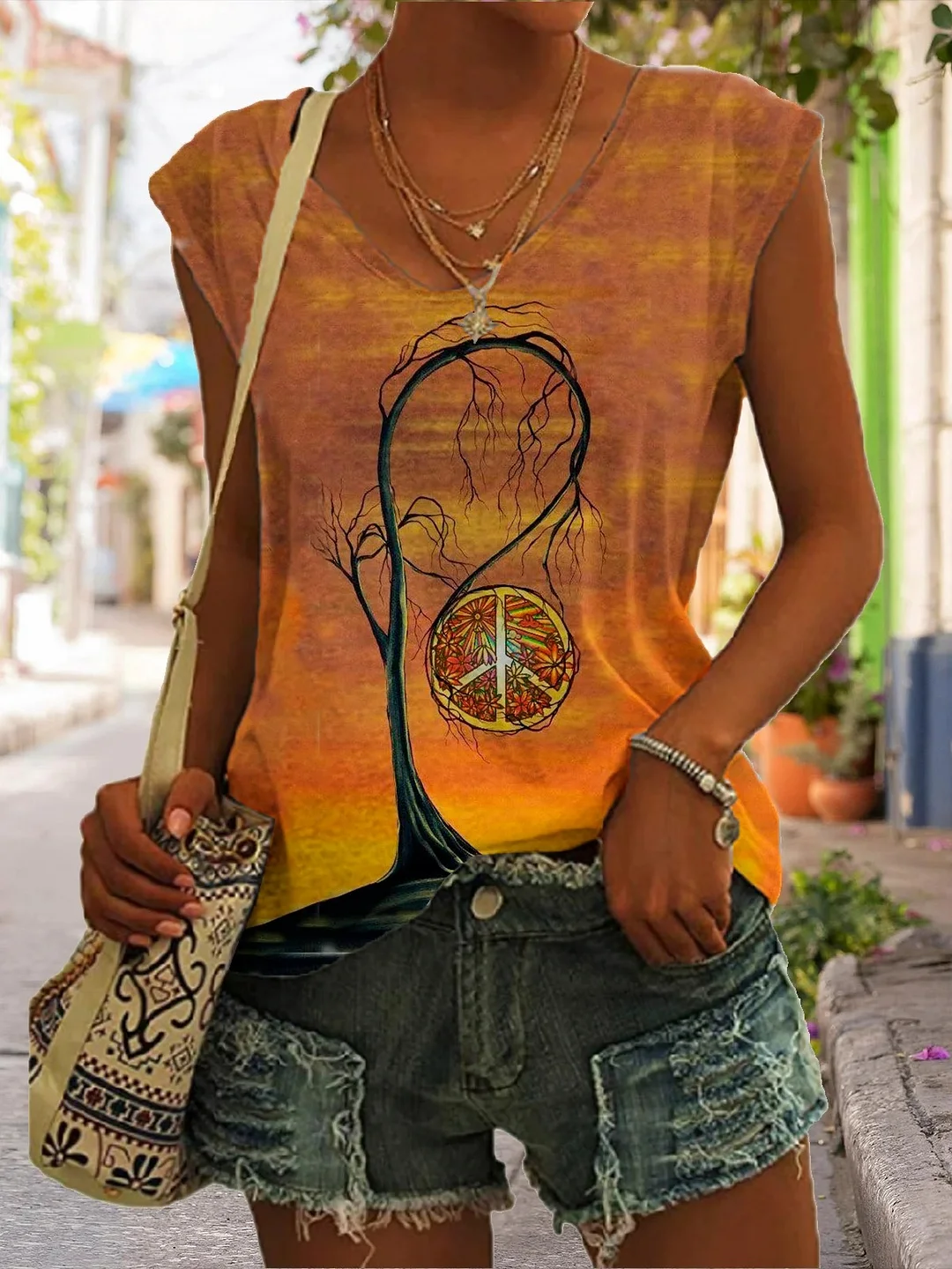 Peace Tree Sleeveless T-Shirt