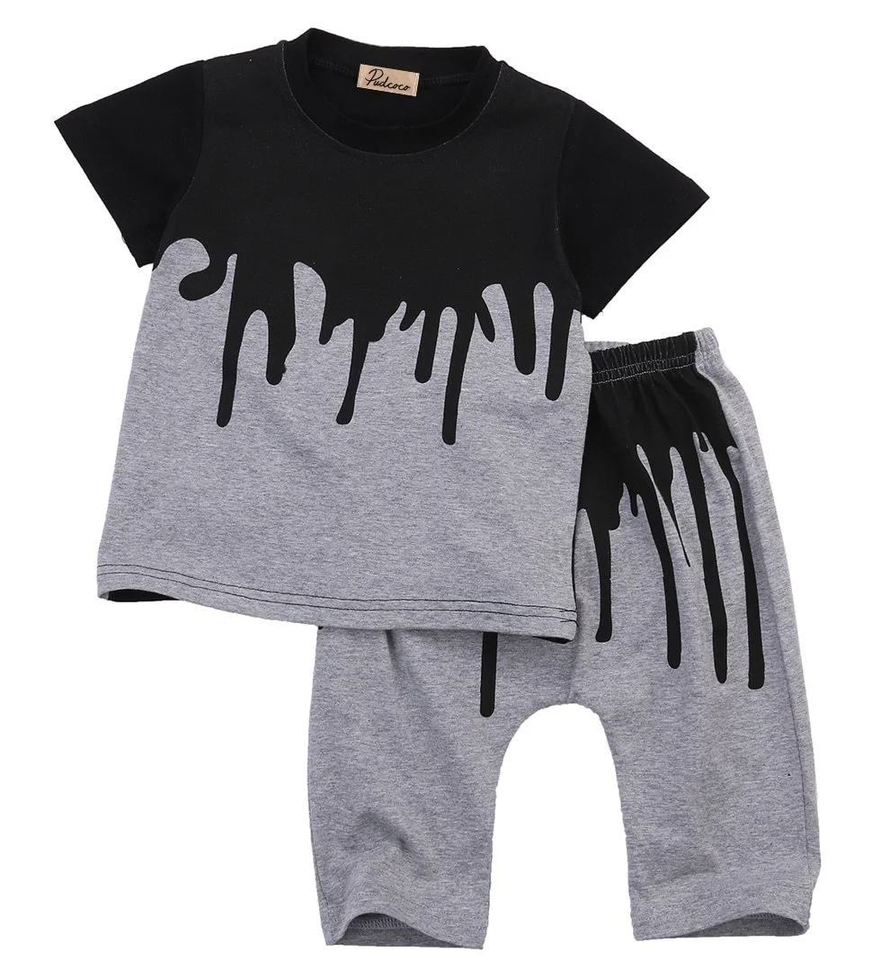 Infant Newborn Baby Boys Long Sleeve Tops Shirt Pants 2Pcs Set Outfits Fashion Summer Clothing