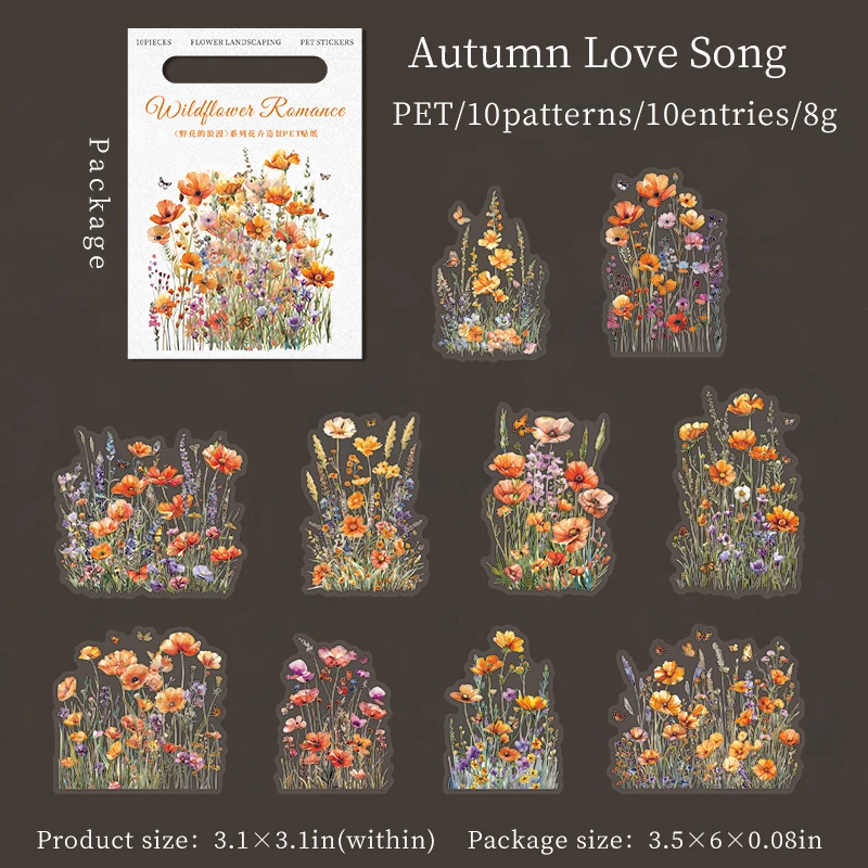 Journalsay Wildflowers Romance Series Vintage Flower Landscaping PET Sticker 