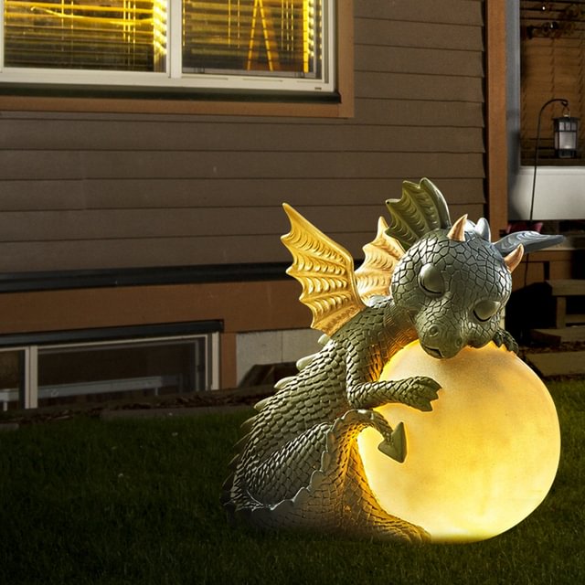 3D Small Dinosaur Shape Sleep Sculpture Resin Table Lamps Decor Night Lights Dragon Model Garden Outdoor Courtyard Decoration