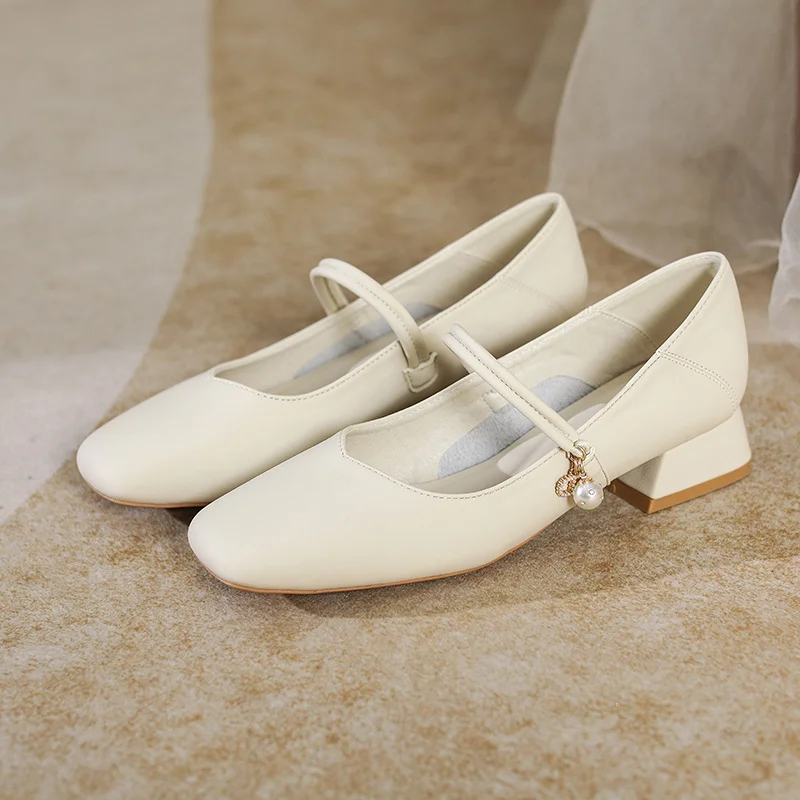 Brownm Brownm Head Mary Jane Shoes Female 2024 New Summer Fairy Wind Elegant In Thick Heel Gentle Silver Single Shoes With Skirt