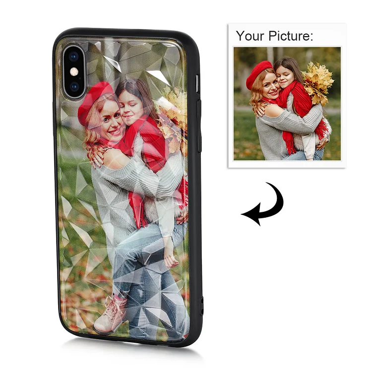 IPhone XS Custom Photo Protective Phone Case Diamond Pattern  Surface