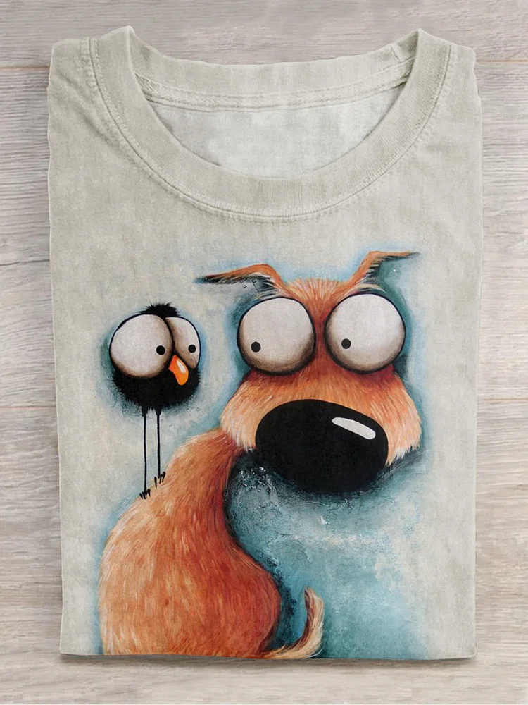 Teecade Teecade  Funny Animal Briquettes Casual Print T-shirt