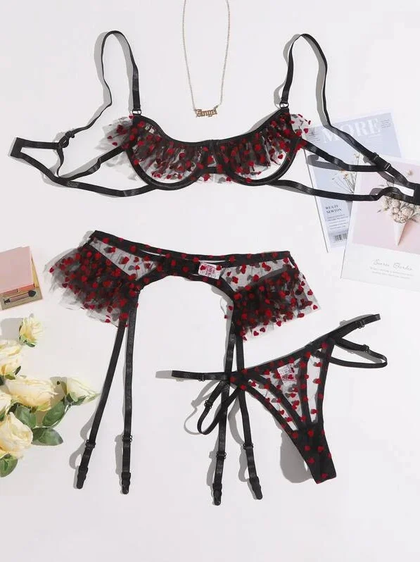 Churchf Sex Underwear Sexy Love Boo Point Lote Side Perspective Three Sets
