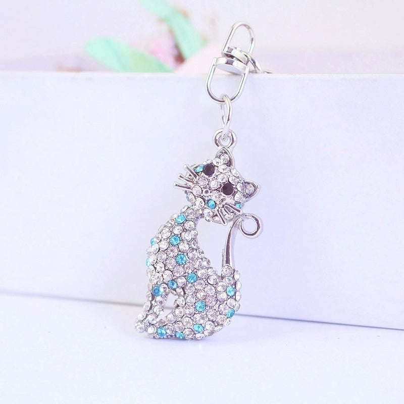 Elegant Minimalist Cat Alloy Inlay Rhinestones Unisex Bag Pendant