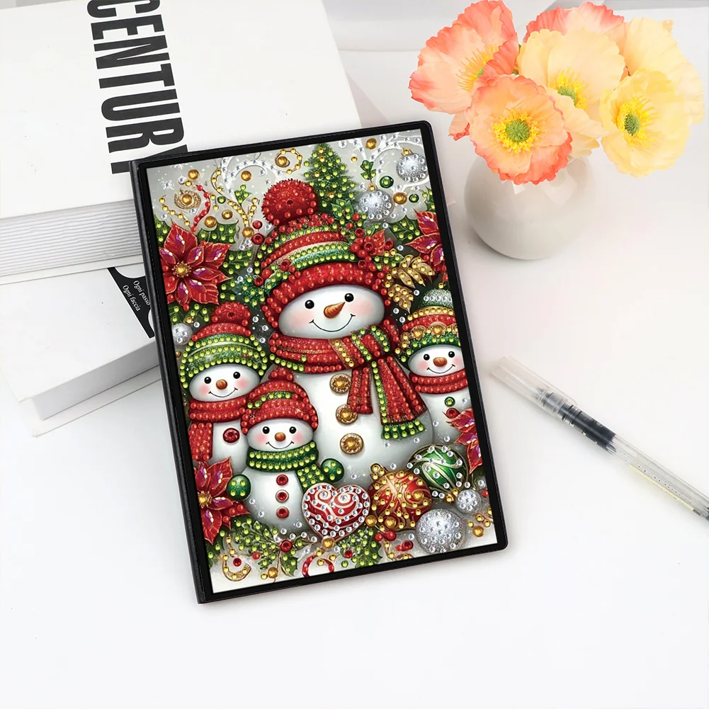 50-Page A5 Snowman Diamond Painting Notebook for Adult Holiday Birthday Gift