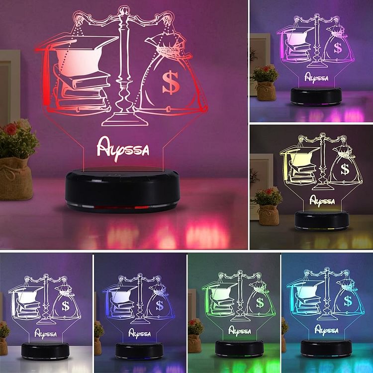 Lámpara--2022 regalos de graduación personalizados 7 colores que cambian la luz de la noche del casquillo del soltero con la lámpara del nombre