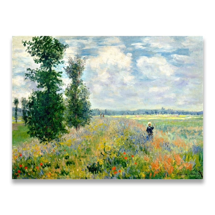 Claude Monet Poplars Poppy fields Landscape Impressionist Oil Painting on Canvas Posters and Prints Wall Picture for Living Room