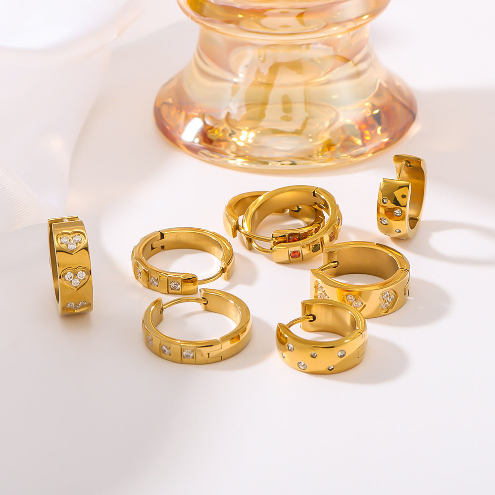 IG Style Round Geometric Stainless Steel Electroplating Earrings