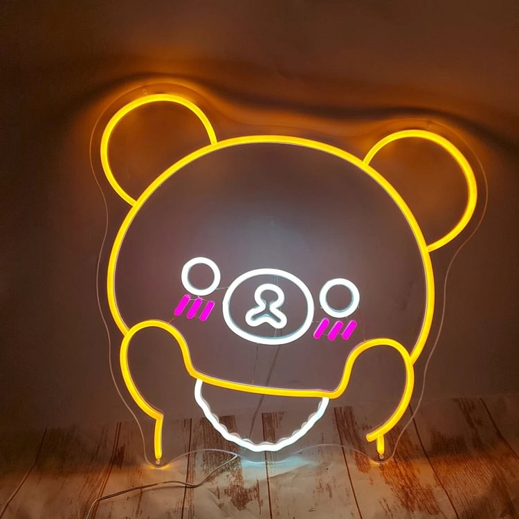 Custom Animal Bear Neon Sign Cute Animal cartoon fans Toy Store Signage Animal Led Sign For kids Teen Room Bedroom Party Decor
