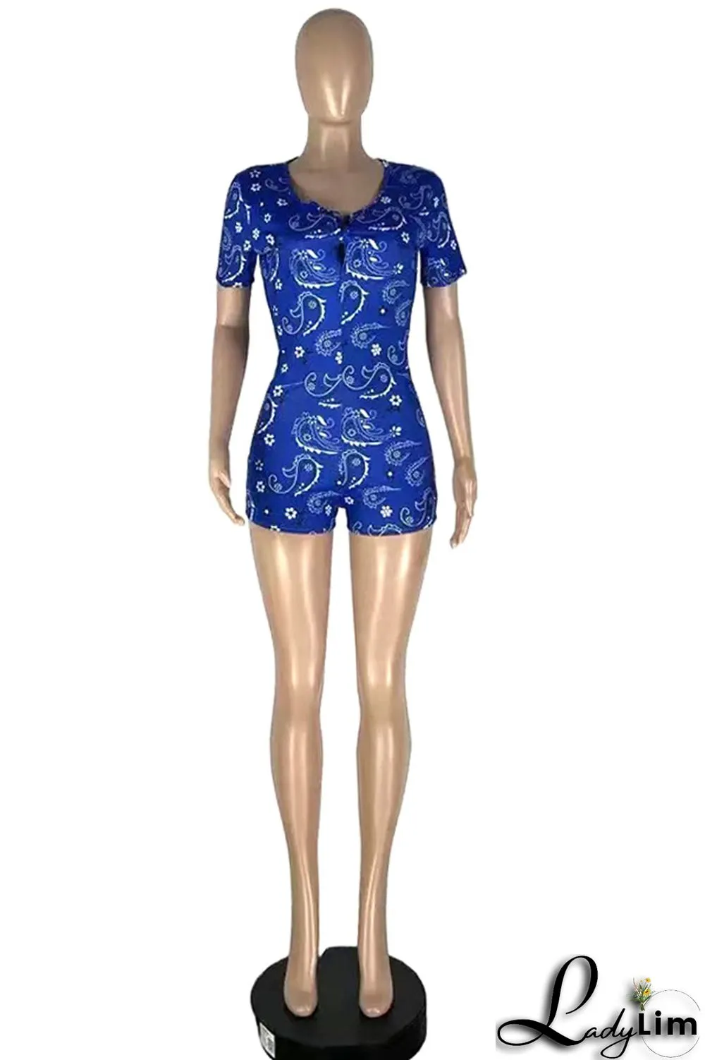 Green Fashion Casual Print Patchwork O Neck Skinny Romper