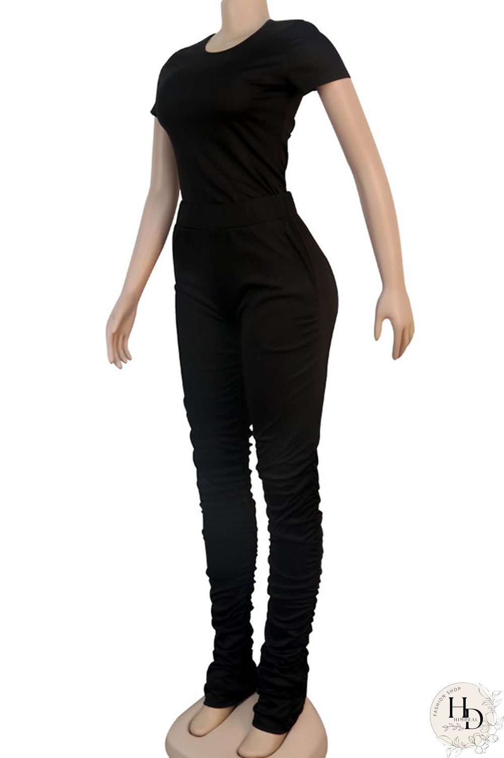 Blue Cotton Casual Sexy Two Piece Suits Patchwork Solid pencil Short Sleeve