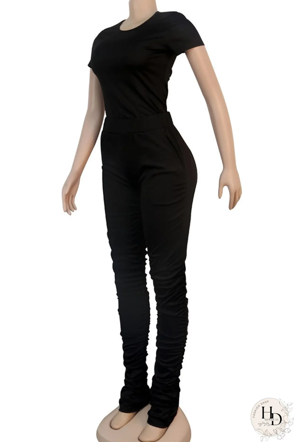 Blue Cotton Casual Sexy Two Piece Suits Patchwork Solid pencil Short Sleeve