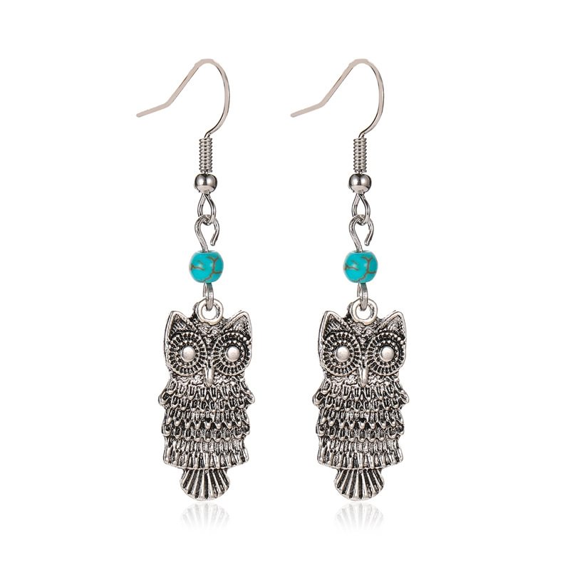   Owl turquoise western ethnic earrings - Neojana