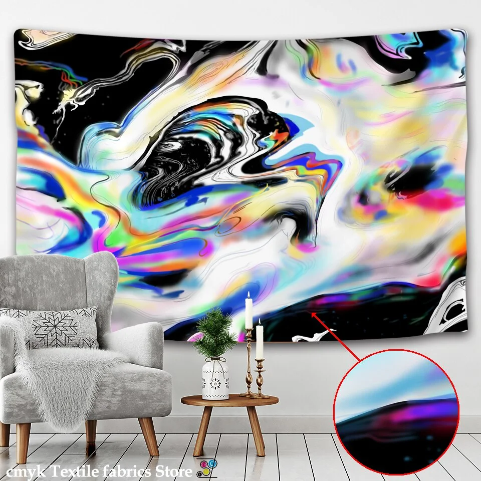 Alishomtll Colorful Gouache Tapestry Psychedelic Art Tapestry Marble Swirl Tapestries Natural Landscape Trippy Tapestry for Room