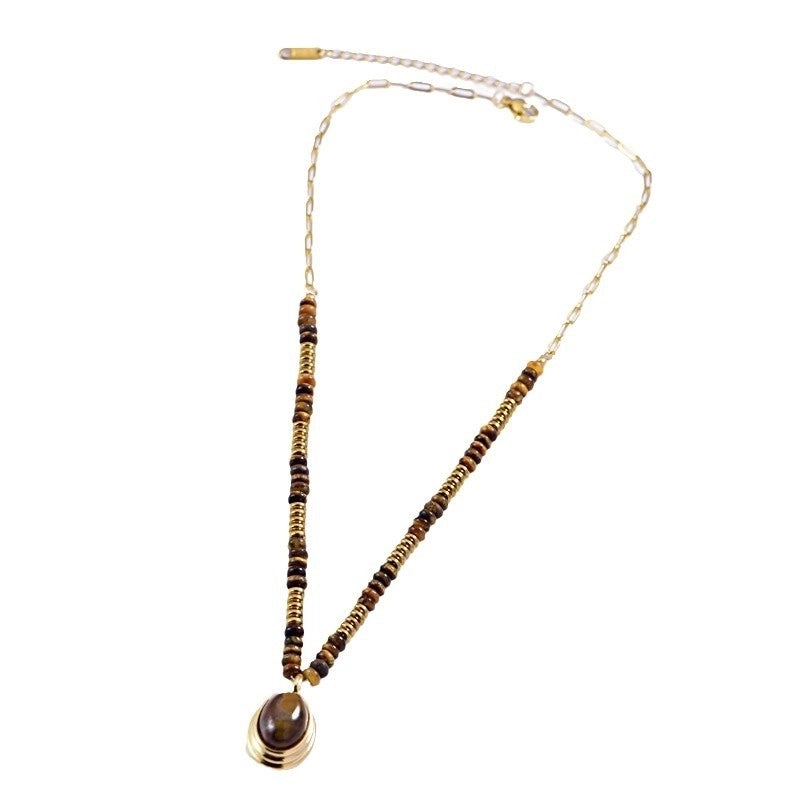 Casual Streetwear Geometric 304 Stainless Steel Tiger Eye Plating Necklace