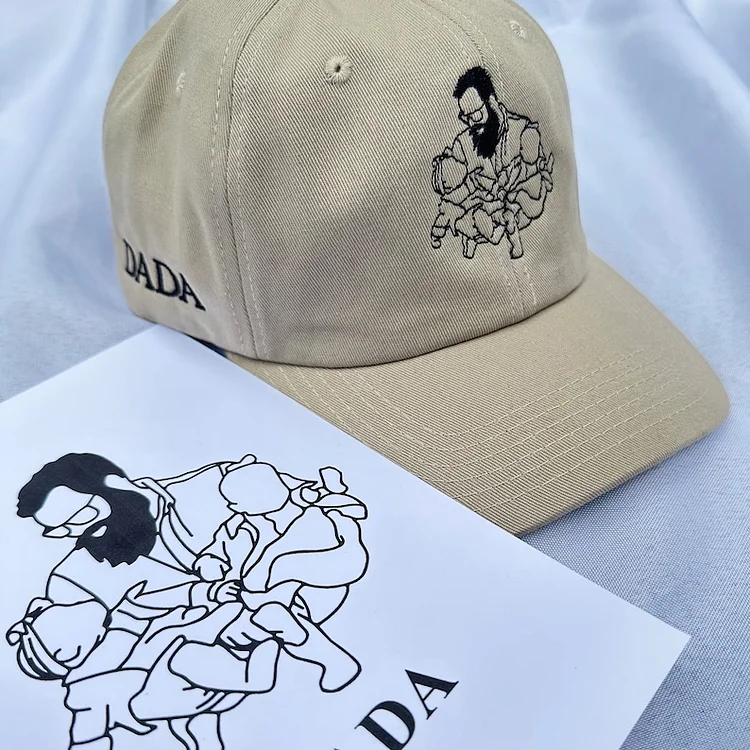 💖For Dad💖Line Art Portrait Embroidered with Roman Numerals Date on Dad Hat | Couples Embroidery Dad Hat